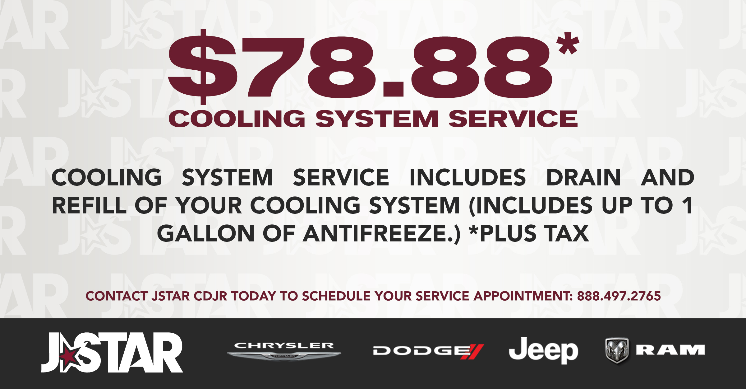 $78.88 COOLING SYSTEM SERVICE