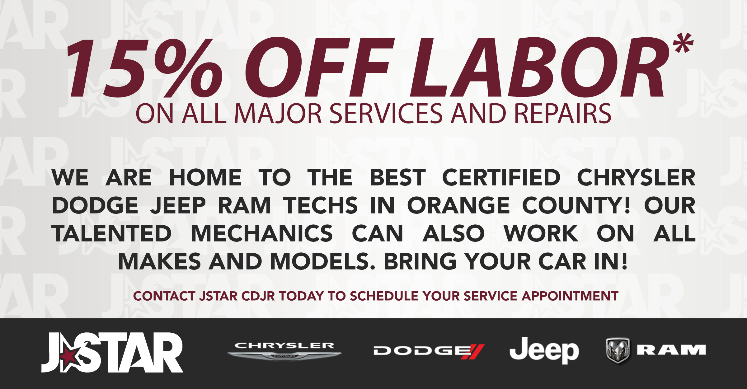 15% OFF ON ALL MAJOR SERVICES & REPAIRS