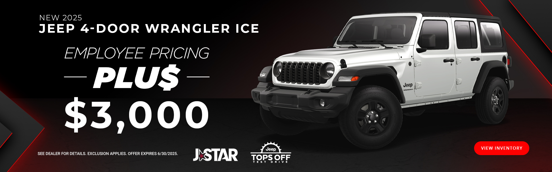 NEW 2025 JEEP 4DR WRANGLER ICE | EMPLOYEE PRICING PLUS $3000