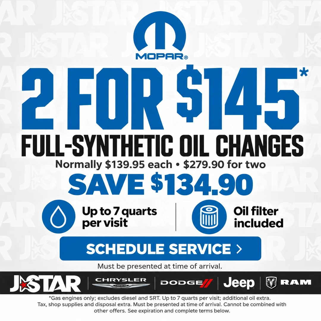 Synthetic Oil Change – 2 for $145